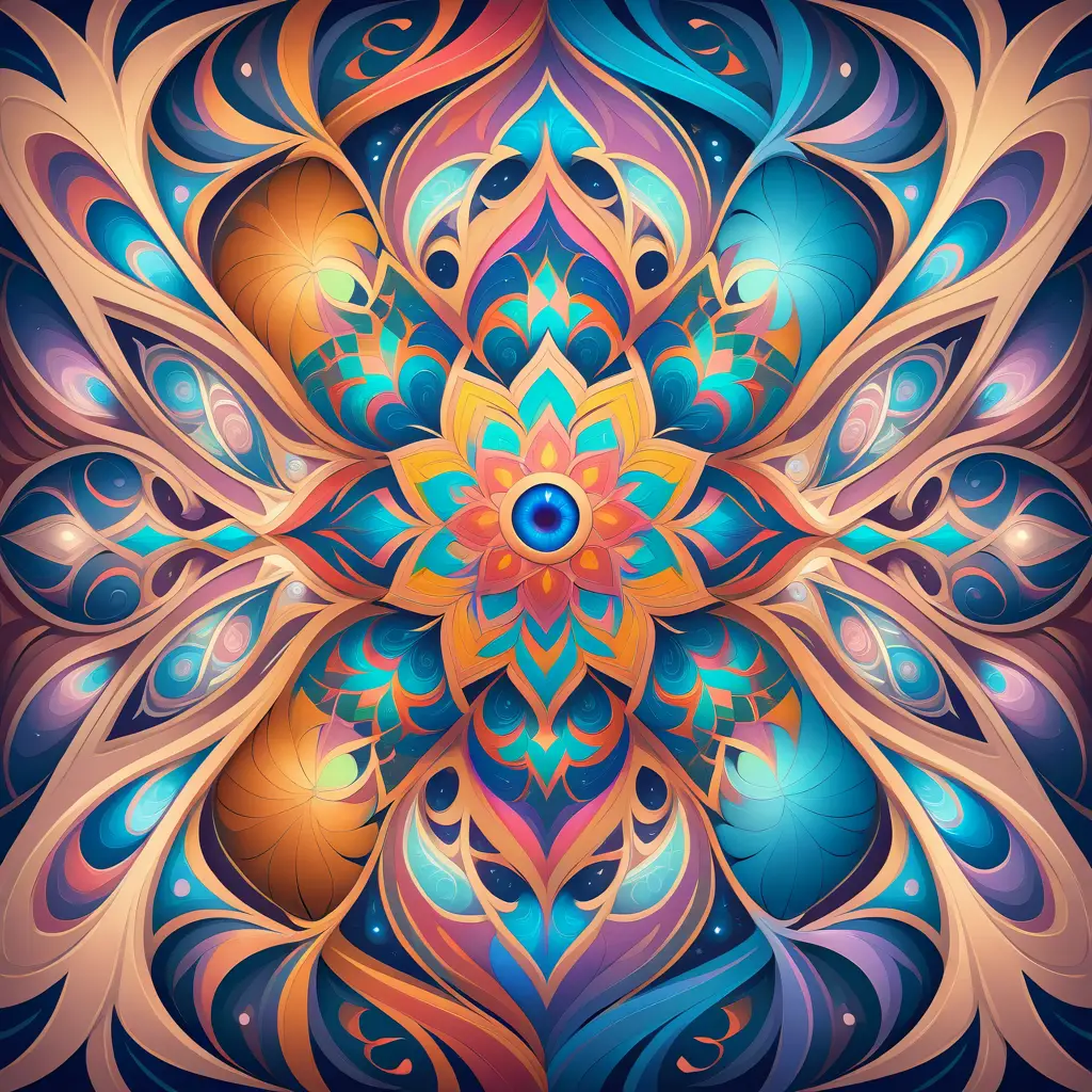 Colorful abstract fractal patterns with intricate geometric forms