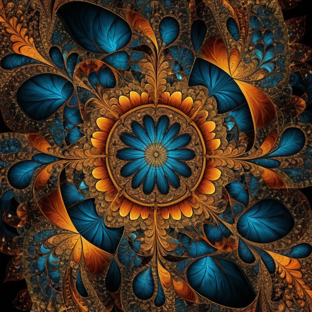 Lebendiges geometrisches Fraktaldesign mit komplexen sich wiederholenden Mustern
