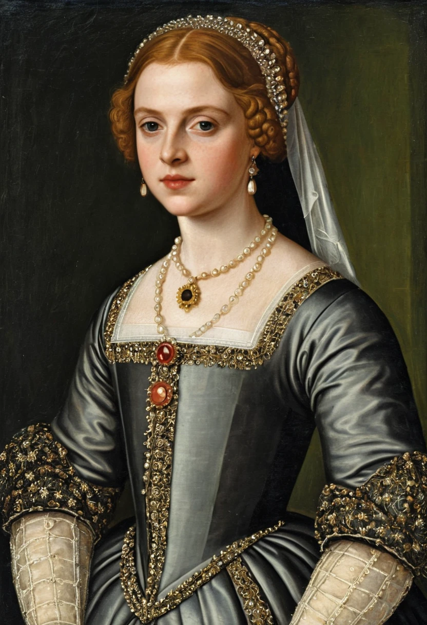 Giovane contessa inglese in un classico ritratto rinascimentale
