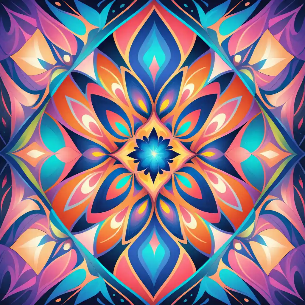 Vibrant fractal patterns forming intricate abstract geometry