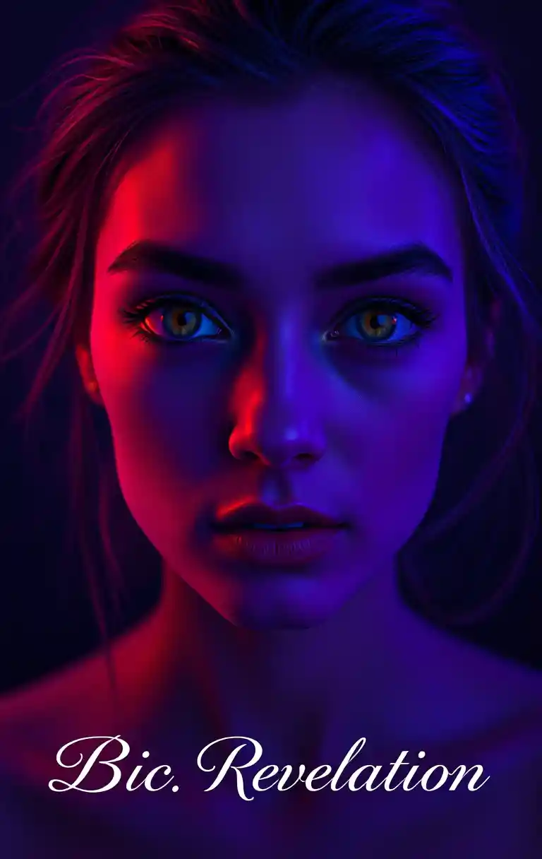Retrato de garota em luz ultravioleta com olhos heterocrômicos marmorizados