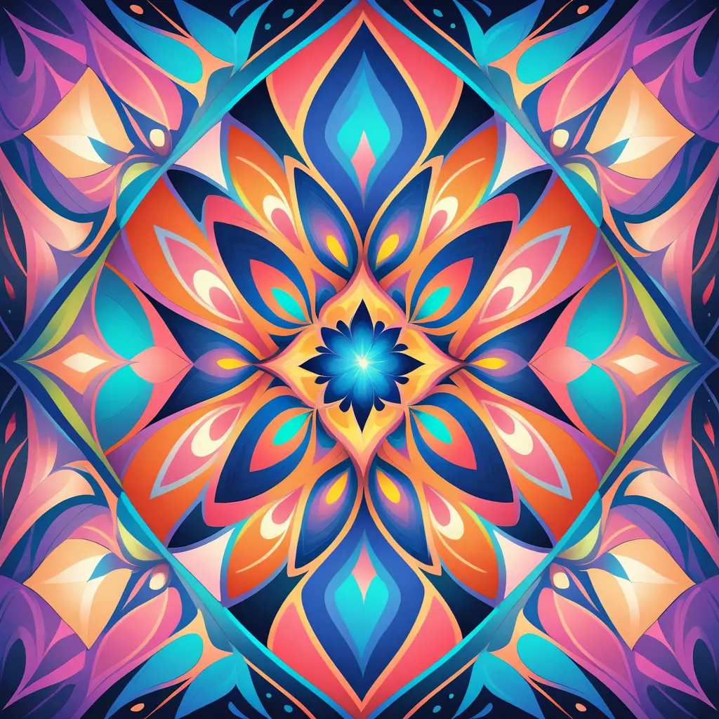 Vibrant fractal patterns forming intricate abstract geometry