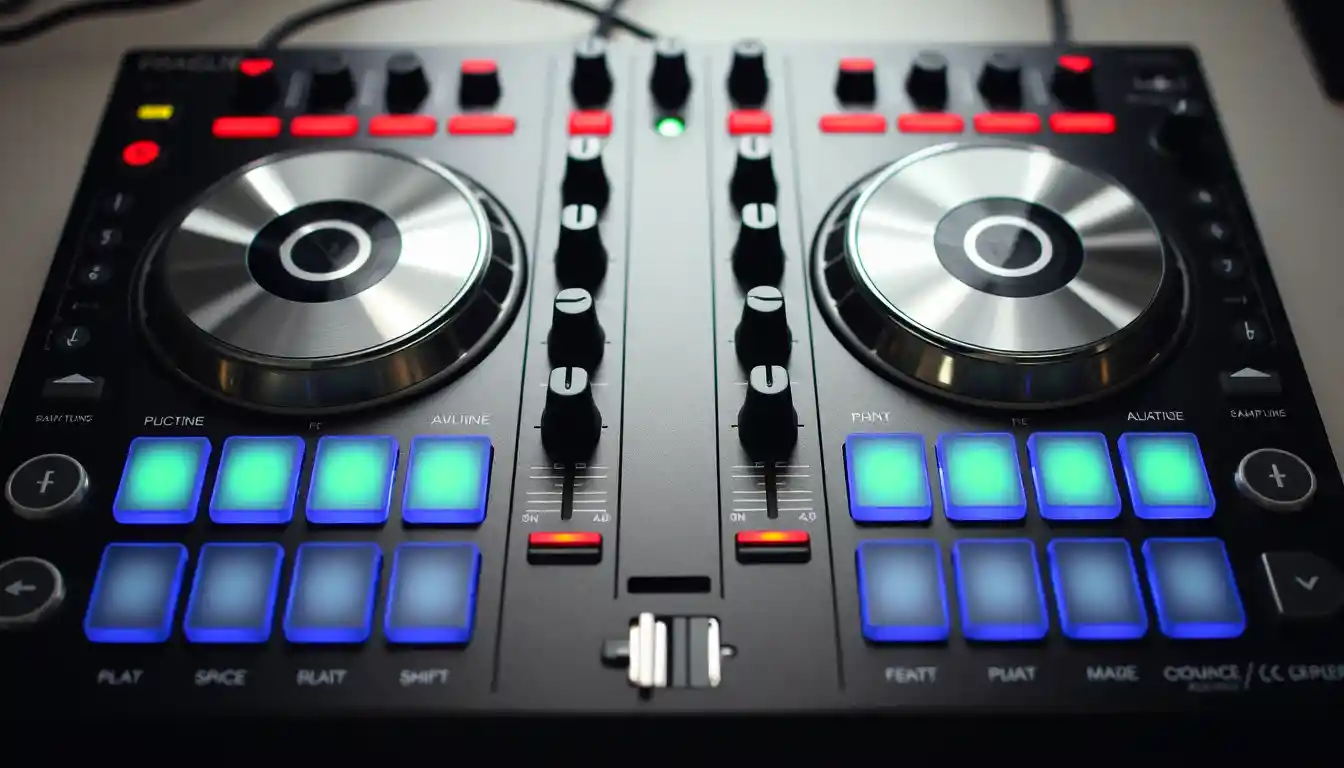 Controller DJ professionale con jog wheel e pad di performance