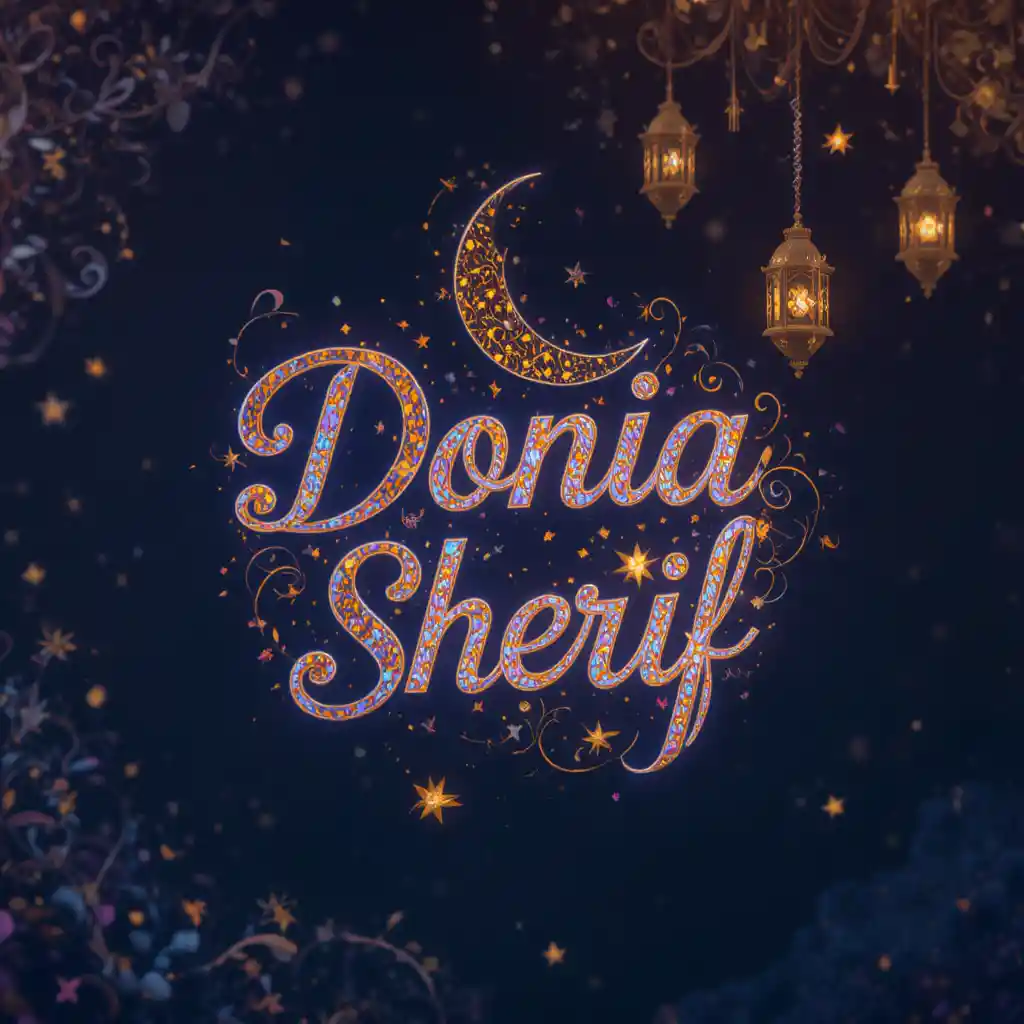 Dekorative Donia-Sherif-Typografie mit Halbmond und Laterne