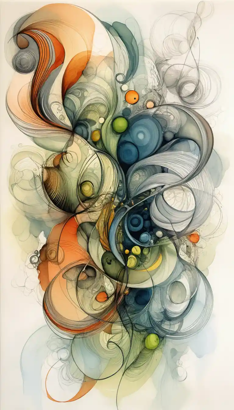 Vertical abstract watercolor ribbons in flowing organic motion