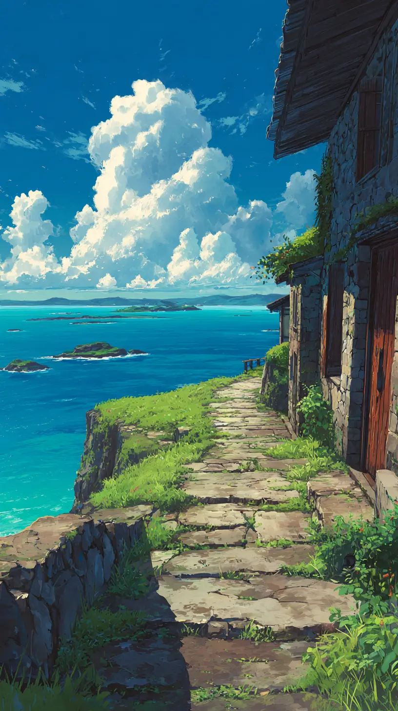 海面上沿著海岸懸崖延伸的石頭小徑