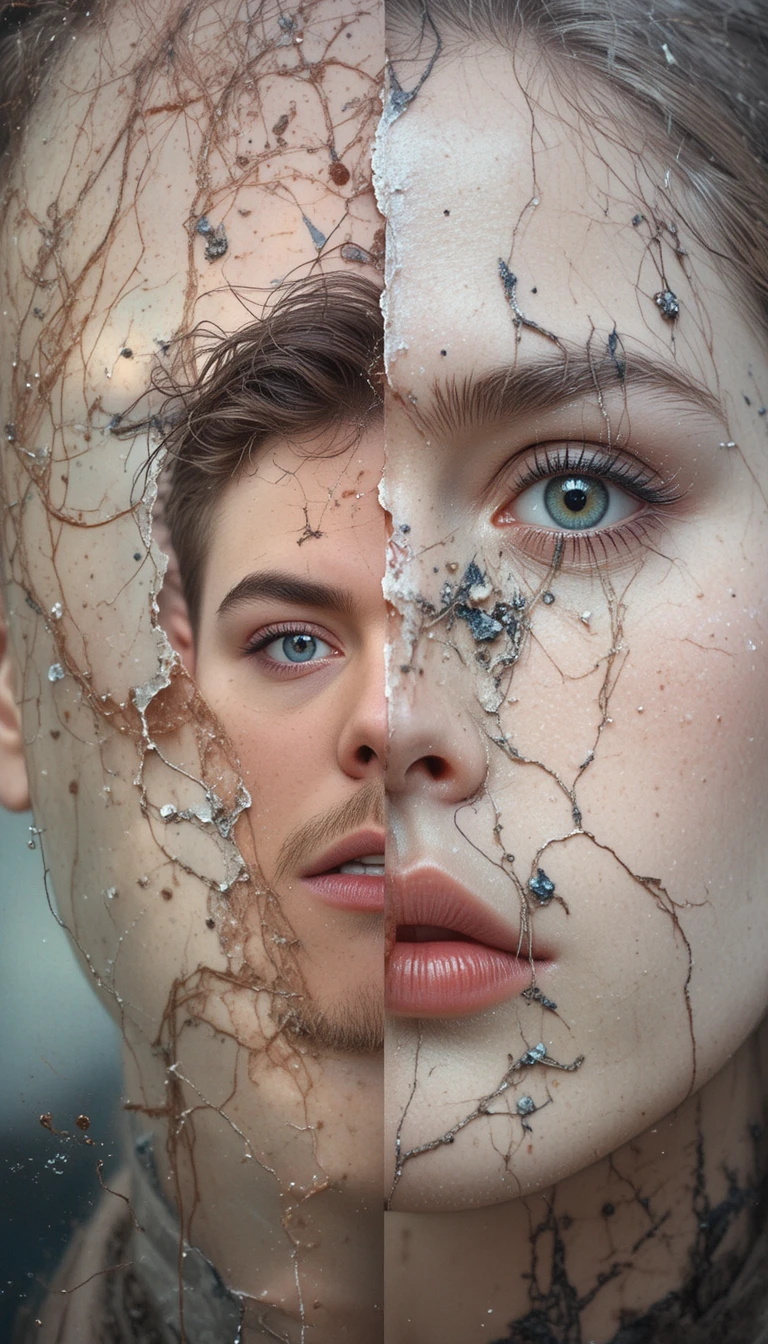 Portrait de studio en gros plan d’un jeune homme et d’une jeune femme