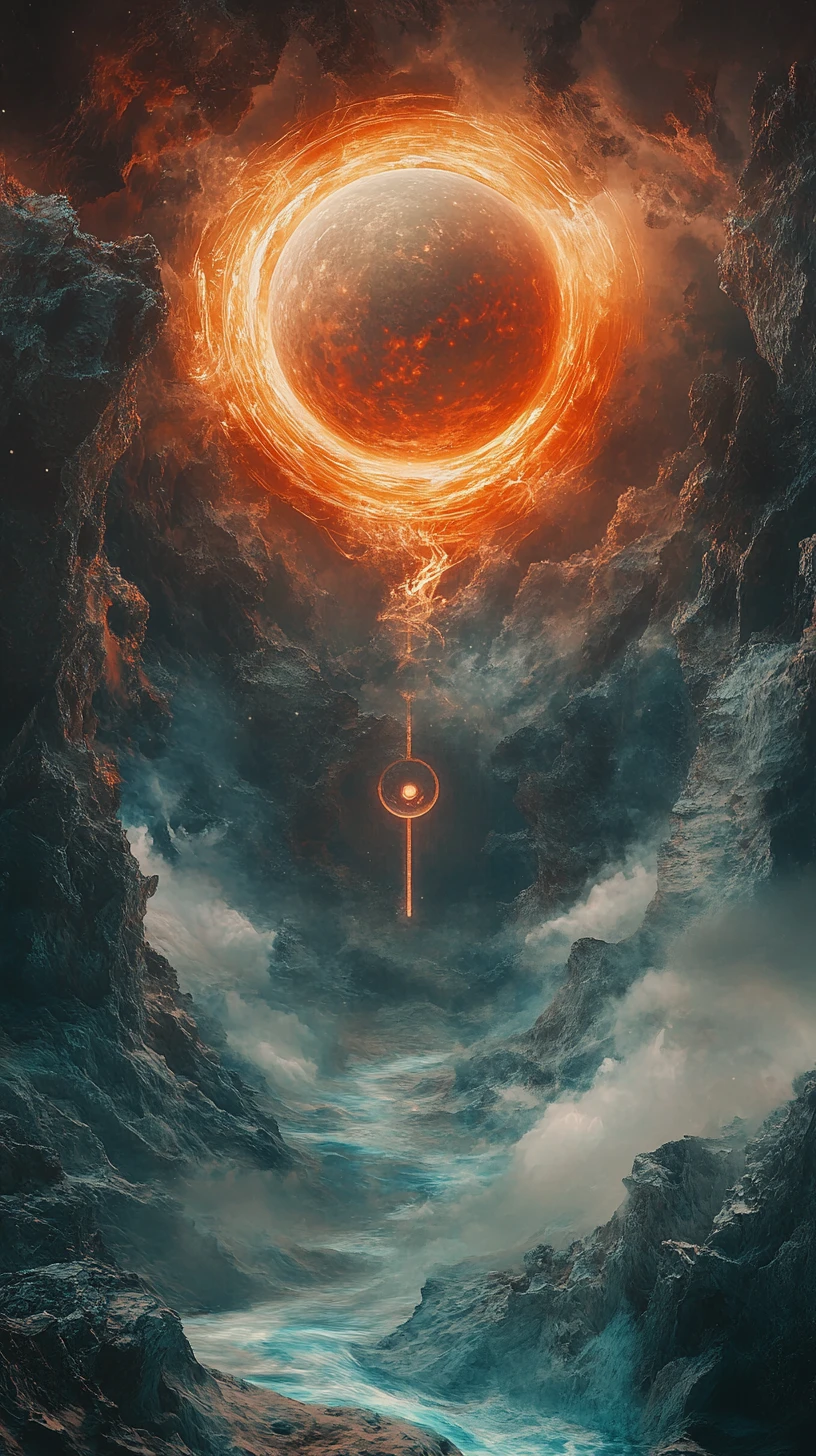 Ethereal maiden rising from a swirling ancient maelstrom