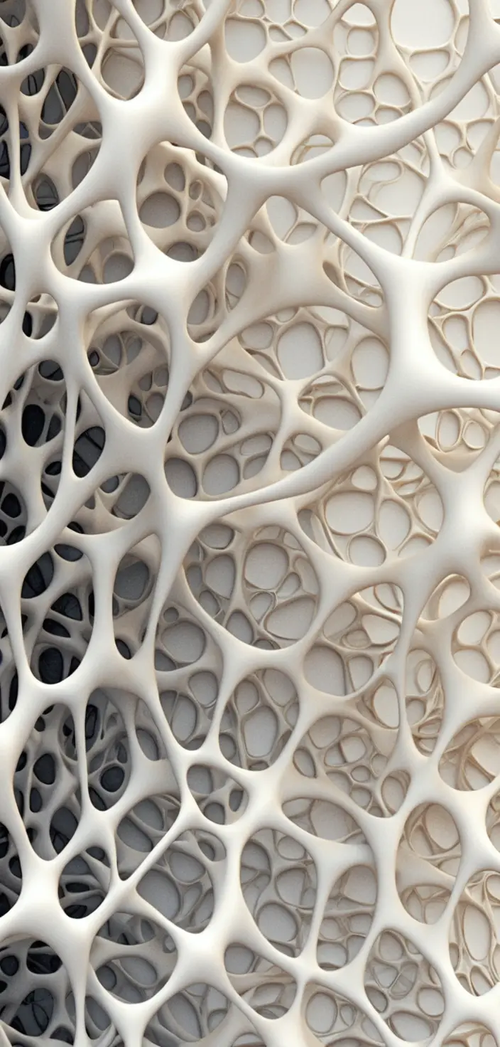 Organic cellular white sculpture in abstract 3D rendering