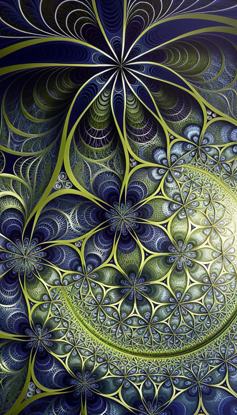 Filigrane 3D-Fraktalkugeln mit goldenen Mandala-Medaillons