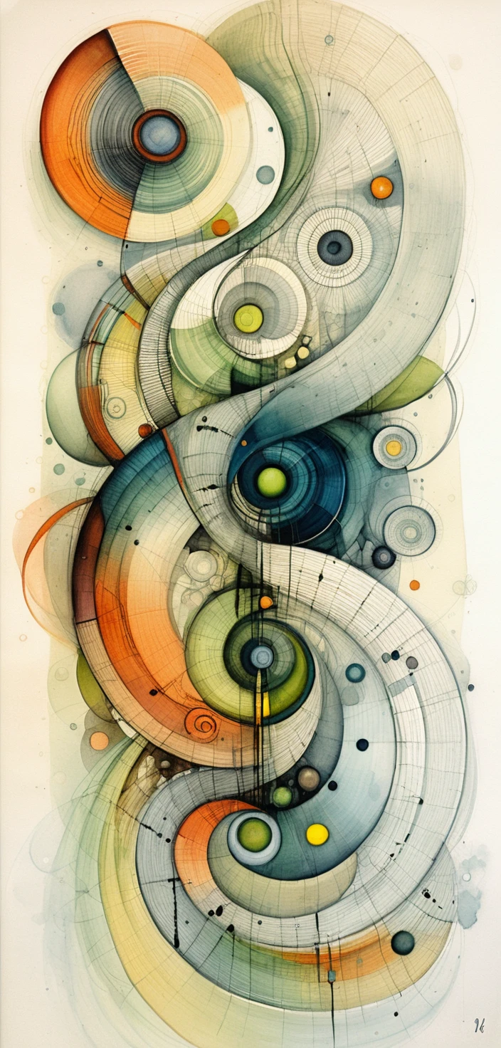 Rubans verticaux abstraits à l’aquarelle en mouvement organique fluide