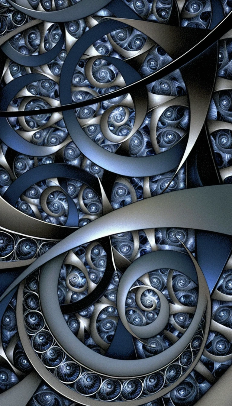 Unendliche 3D‑Fraktalkugeln mit kunstvollen goldenen Mandala‑Medaillons