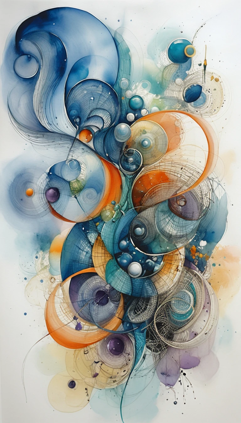 Fitas verticais abstratas em aquarela em movimento vibrante e fluido