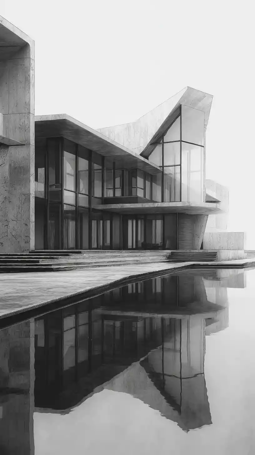 Casa de Vidro Futurista com Forte Design Geométrico Inspirado na Água