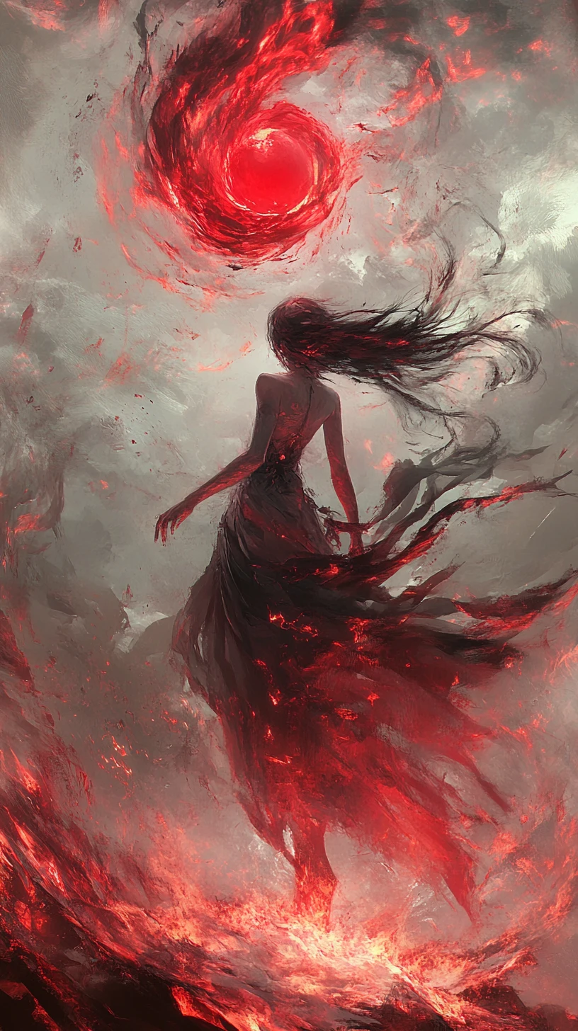 Ethereal maiden rising from swirling iridescent tendrils
