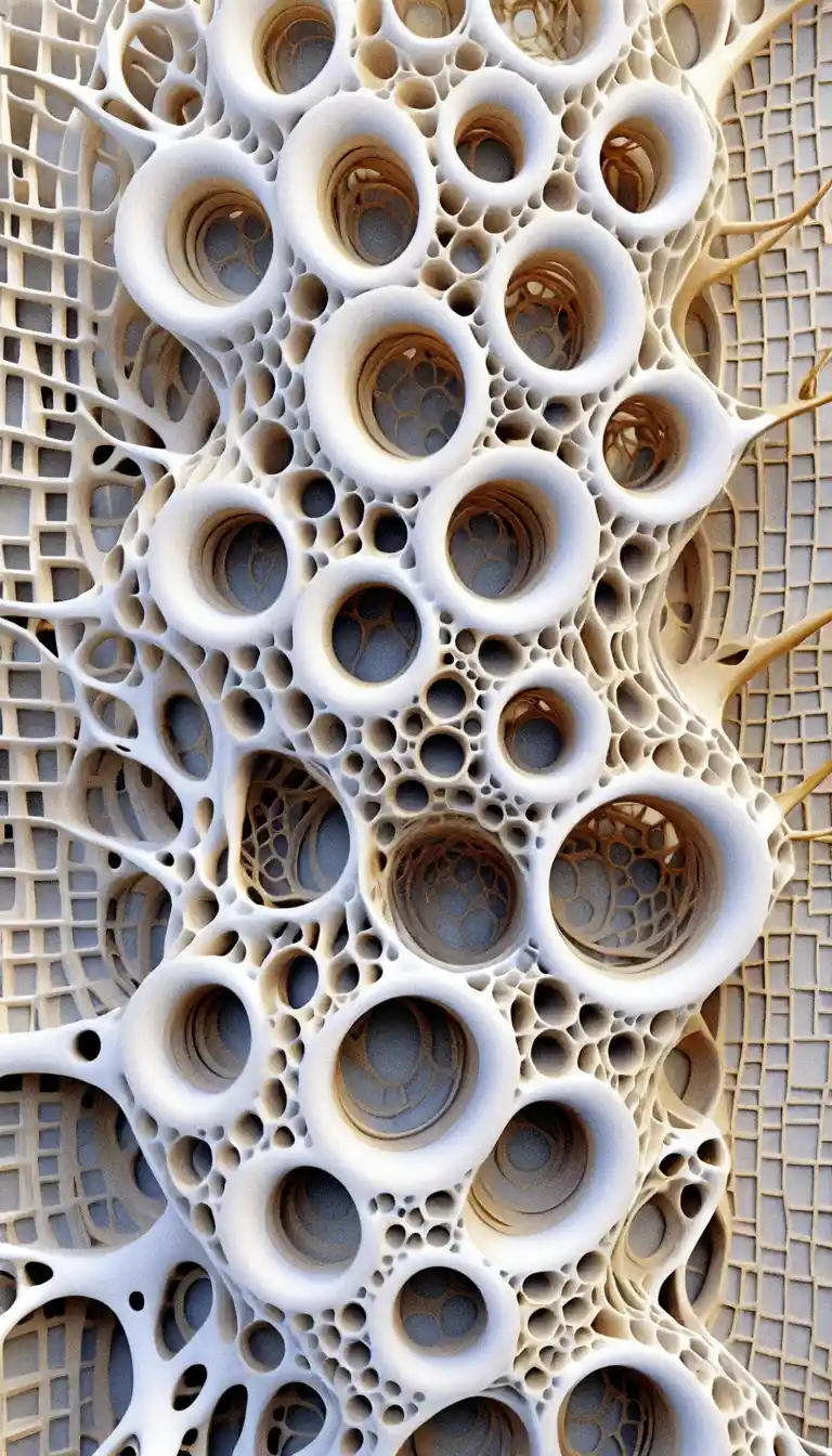Organic 3D ceramic sculpture with cellular voronoi structure