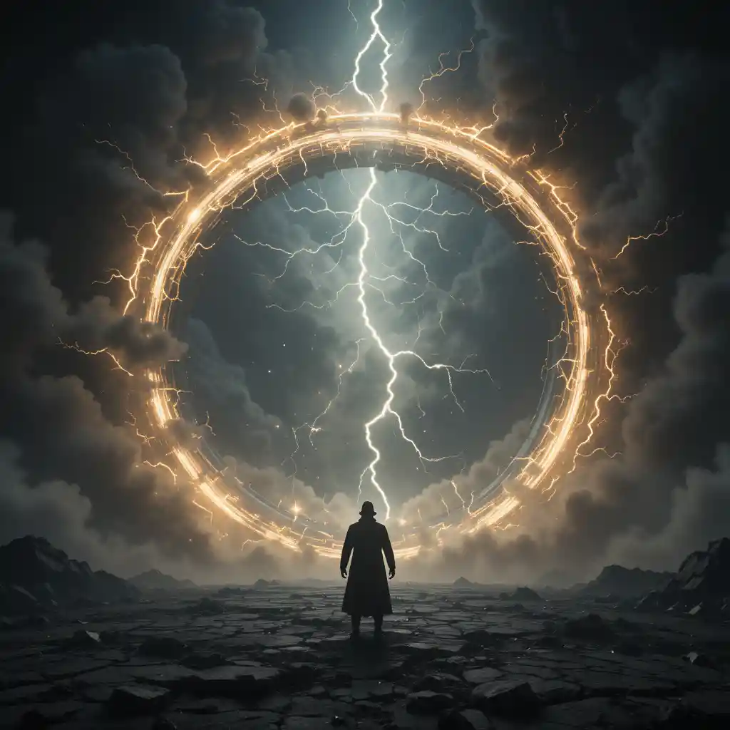 Massives leuchtendes Portal in einer dunklen spirituellen Dimension