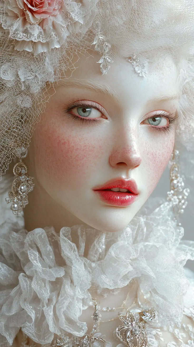 Französische Adelige mit dramatischem Make-up im georgianischen Stil