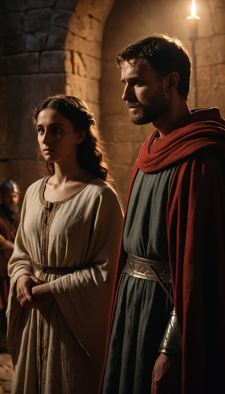São Valentim protegendo um jovem casal em uma câmara romana