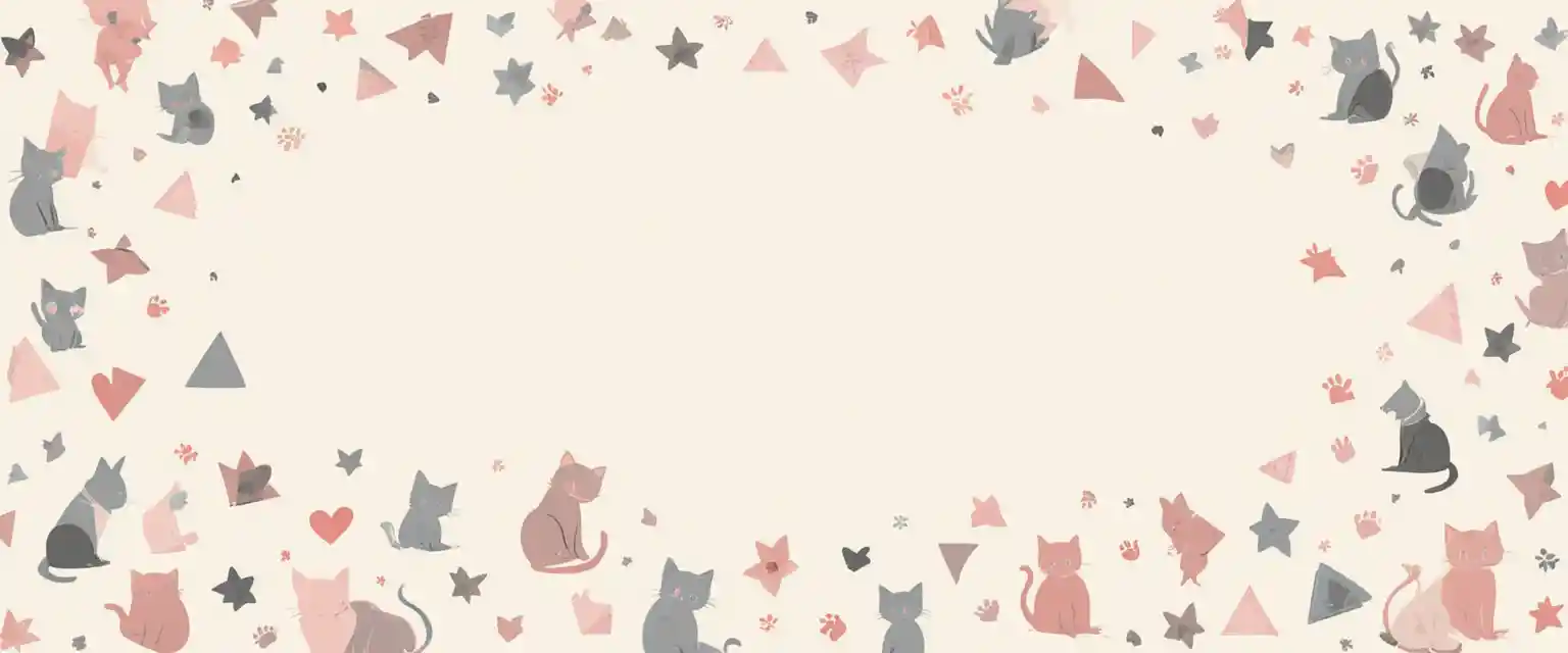 Minimal cat themed banner with soft geometric icons