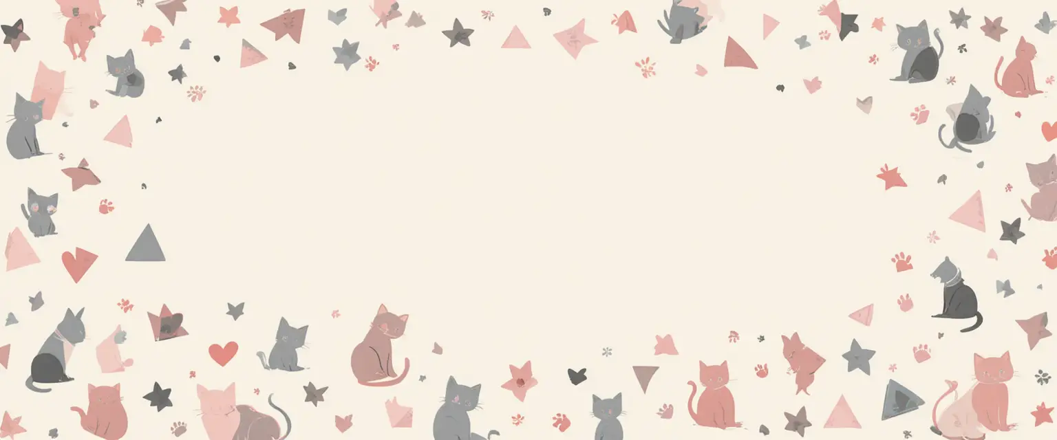 Minimal cat themed banner with soft geometric icons
