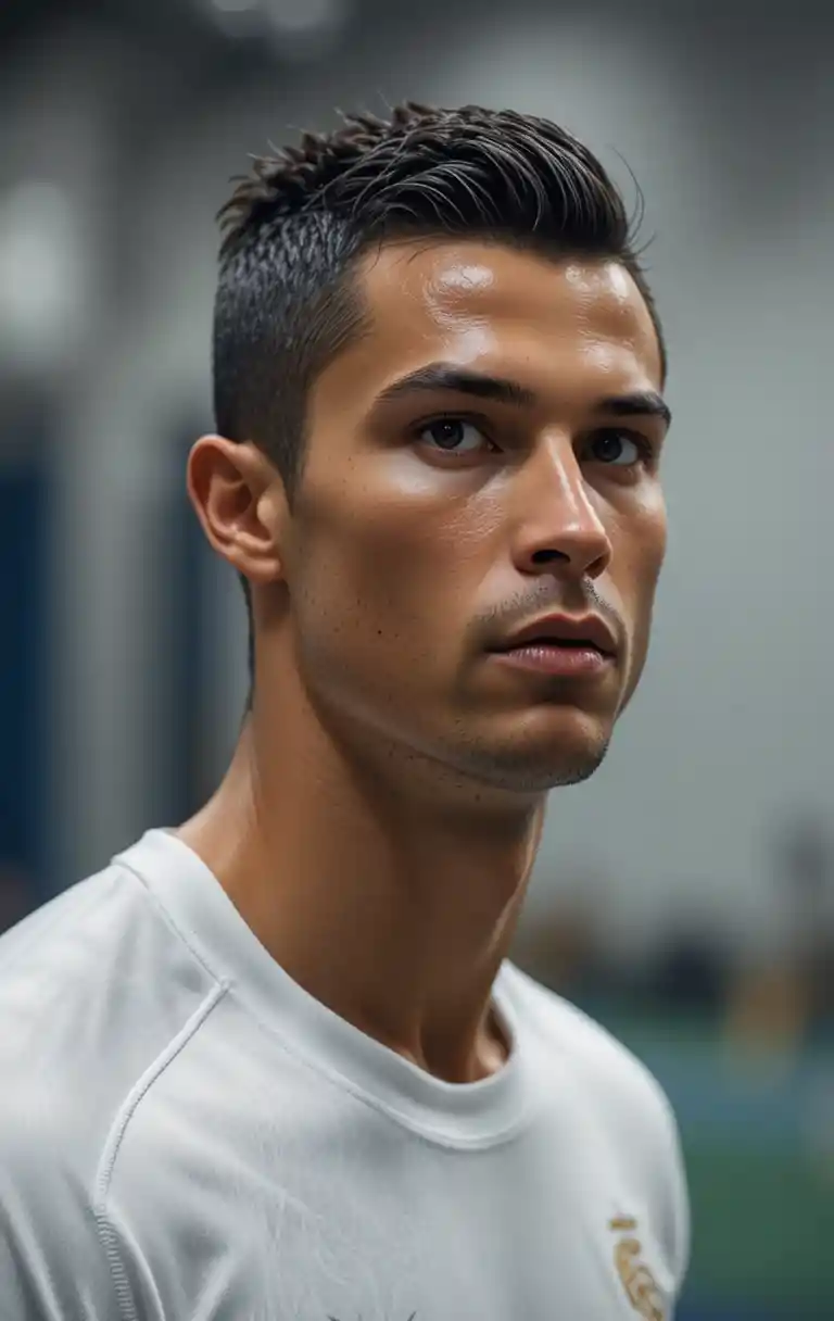 Atleta concentrado entrenando solo en un gimnasio vacío