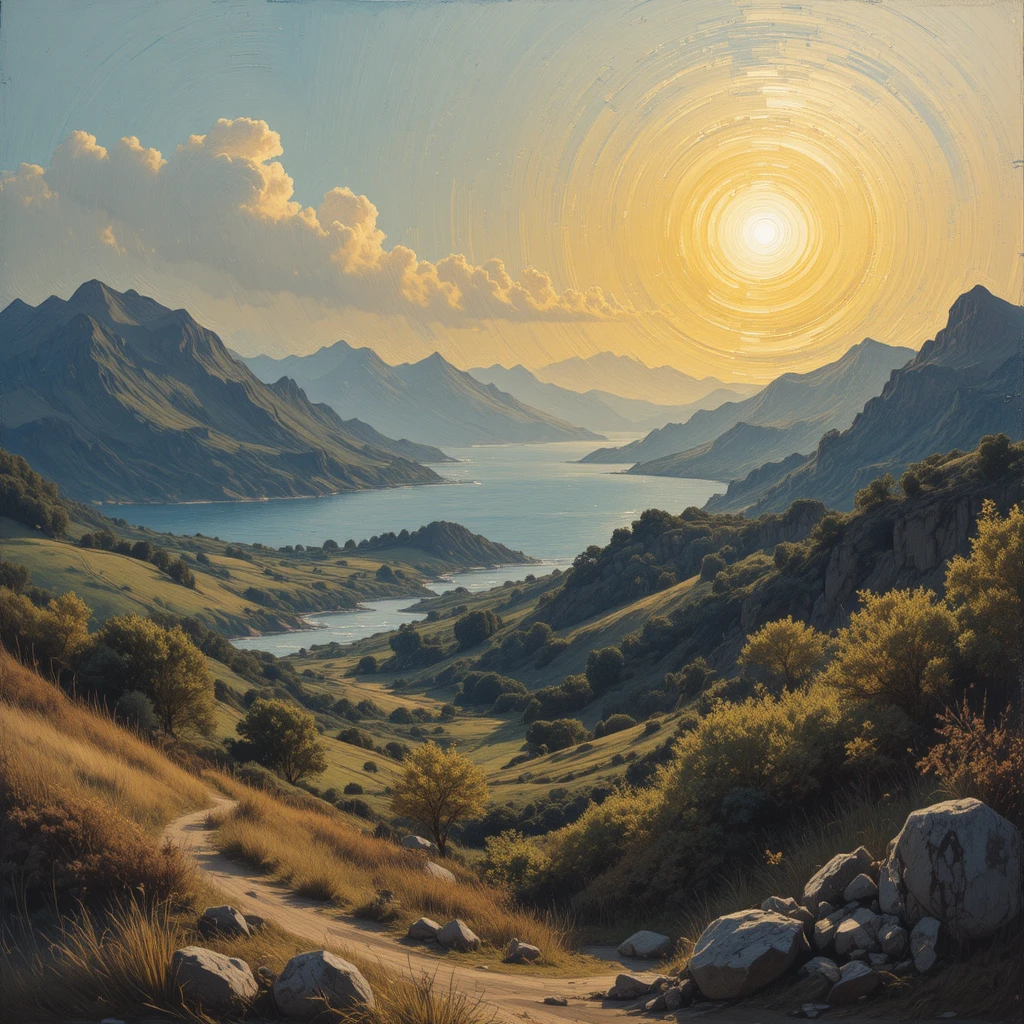 Scenic digital painting of a single figure on a wall