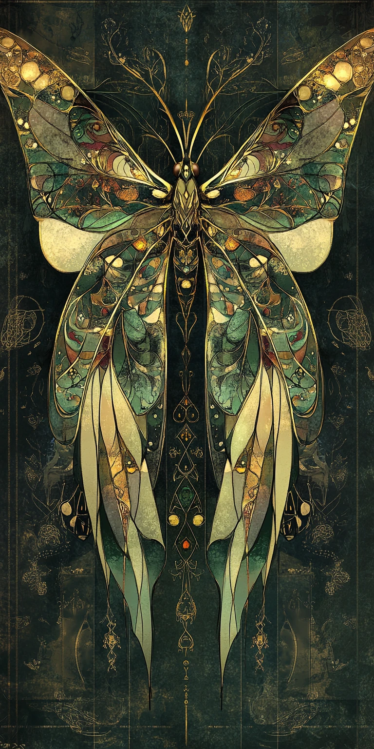 Mariposa gótica ornamentada com asas celestiais em zentangle