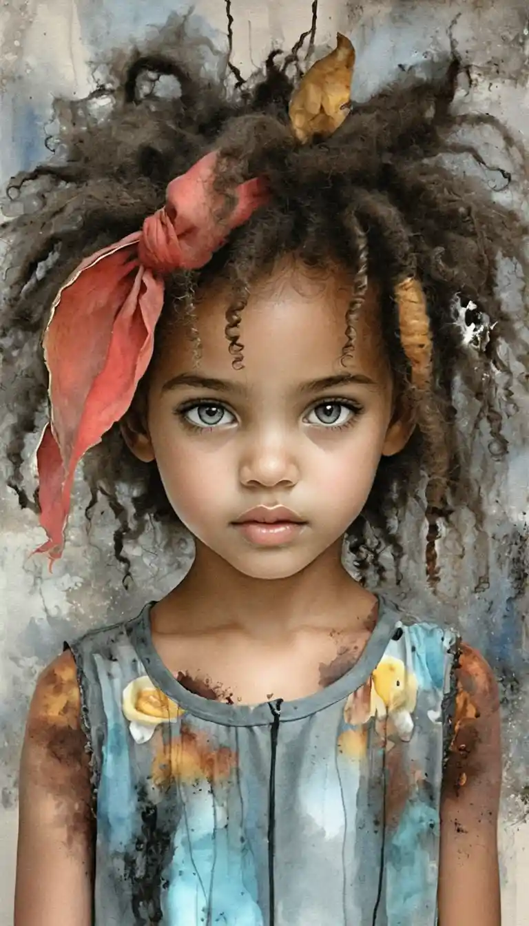 Joven chica con cabello afro en retrato poético de perfil
