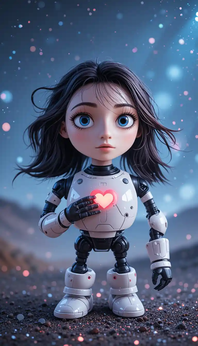 Child holding hands with a friendly robot companion