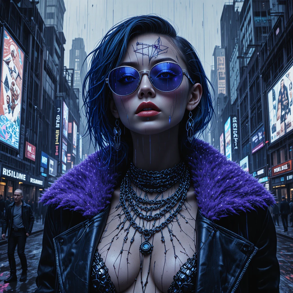 Portrait sombre et surréaliste d’une femme fatale futuriste