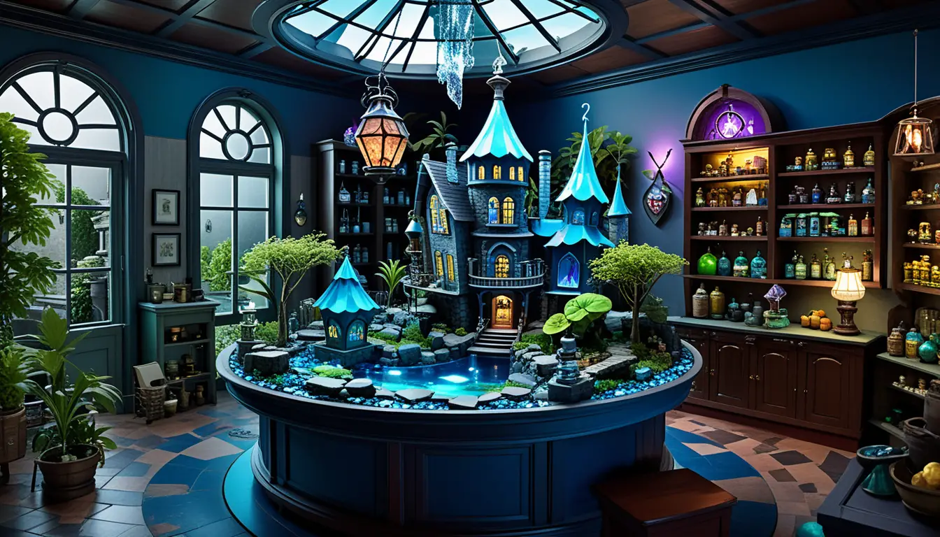 Isometric 3D miniature house on a fantasy floating island