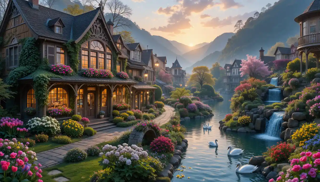Enchanted Riverside Flower Shop At Easter Sunrise