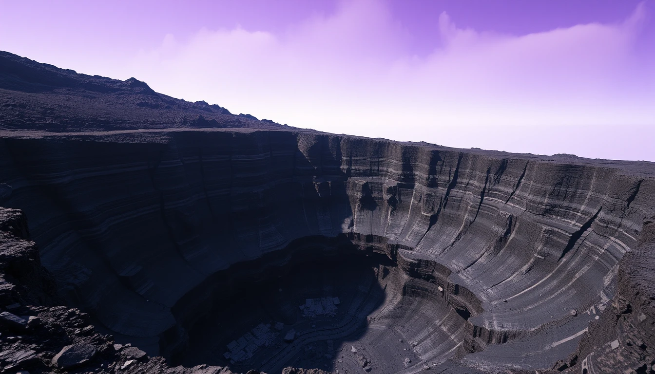已滅絕的外星火山口與陡峭玄武岩峭壁