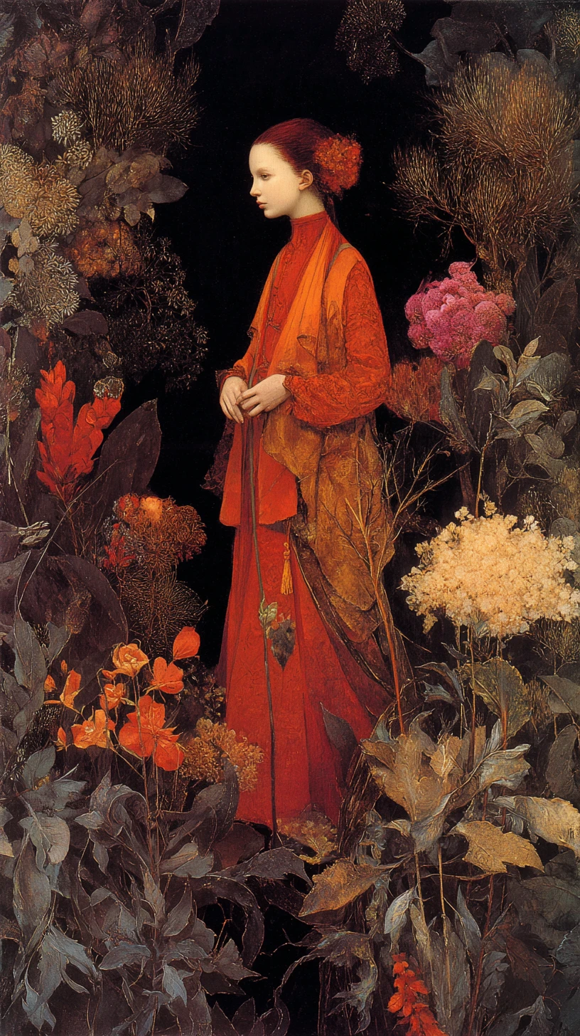 超現實奇幻森林與發光薩滿及螢光花朵
