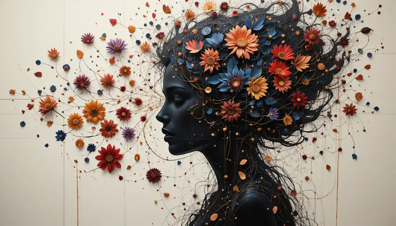 Retrato de uma mulher bonita com fundo de mandala abstrata ornamentada