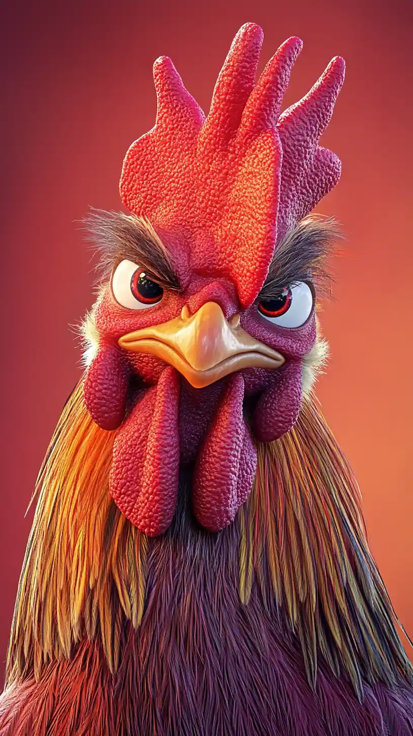 Confident Cartoon Rooster Portrait With Playful Expression