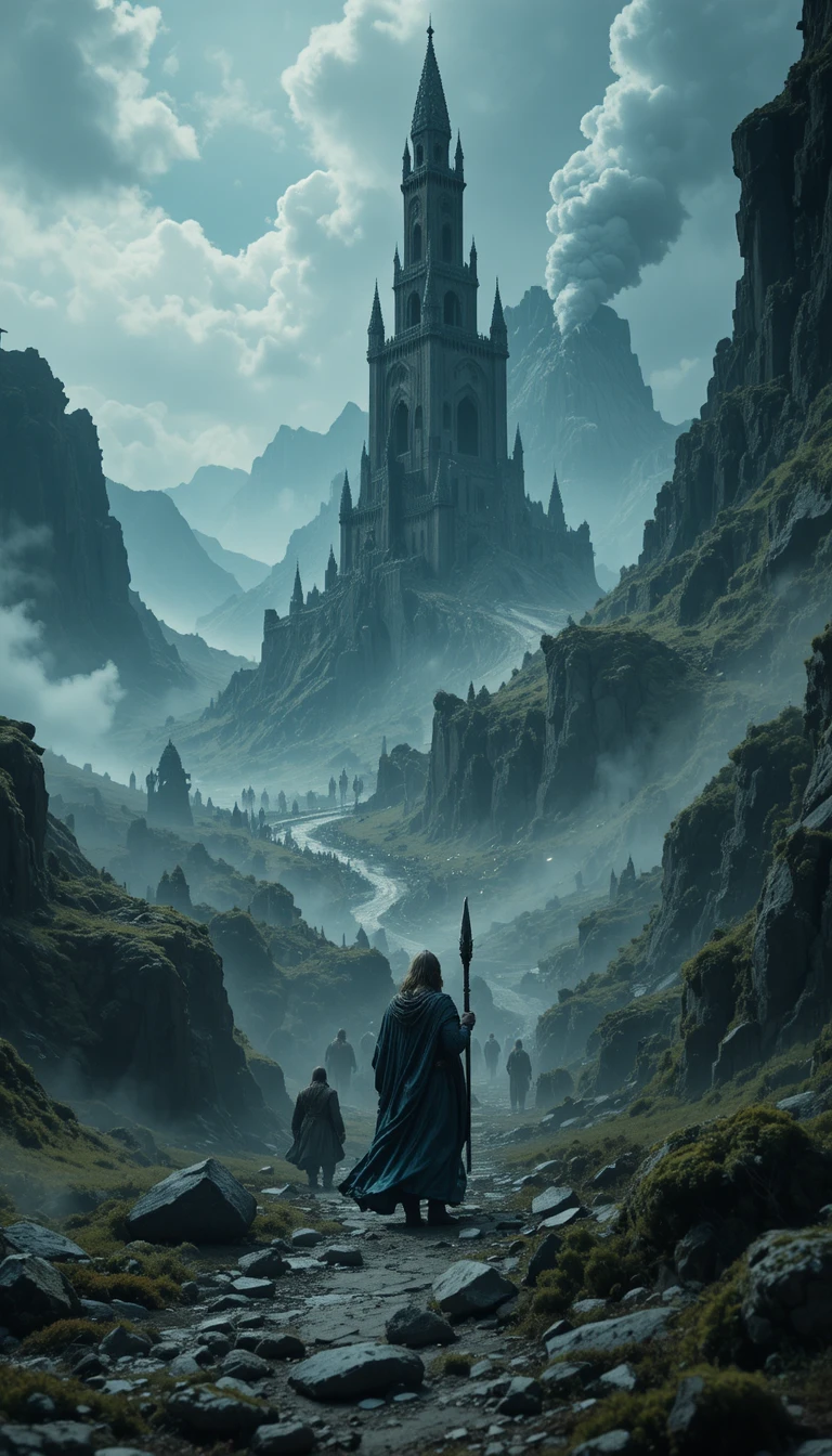 Cidade-fortaleza de Gondor sob cerco pelas forças de Sauron