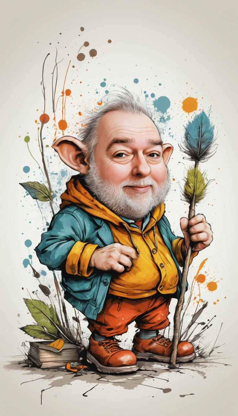Esprit joyeux de la forêt façon cartoon avec de doux cheveux blancs