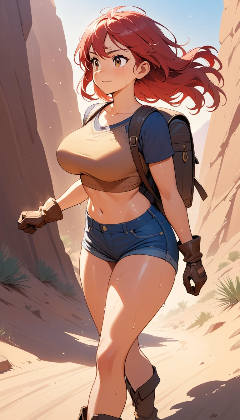 Cowgirl confiante marchant sur un sentier poussiéreux à l’heure dorée
