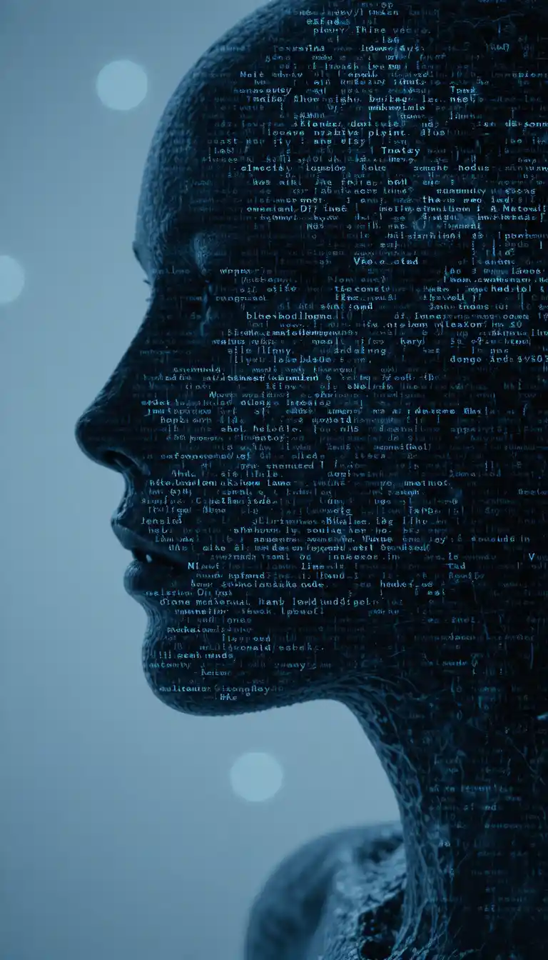 Silhouette di dati cinematografica di un’identità digitale senza volto