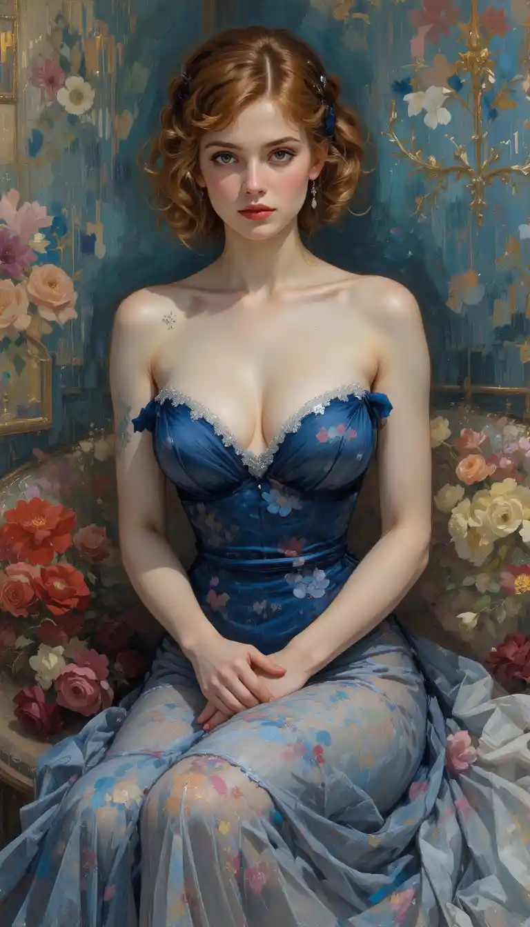 Ritratto impressionista sensuale di una donna glamour da sola