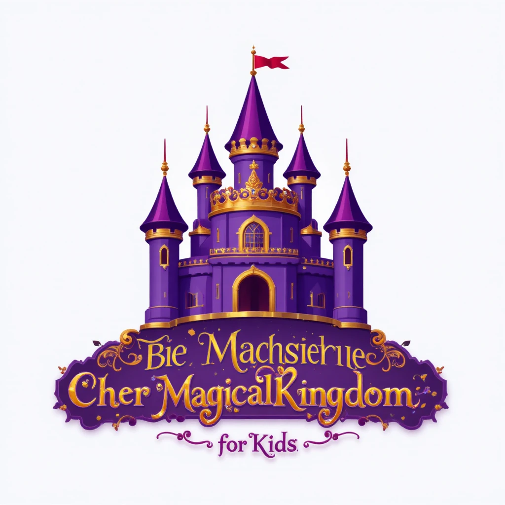 Logo de castelo real com coroa em cores mágicas