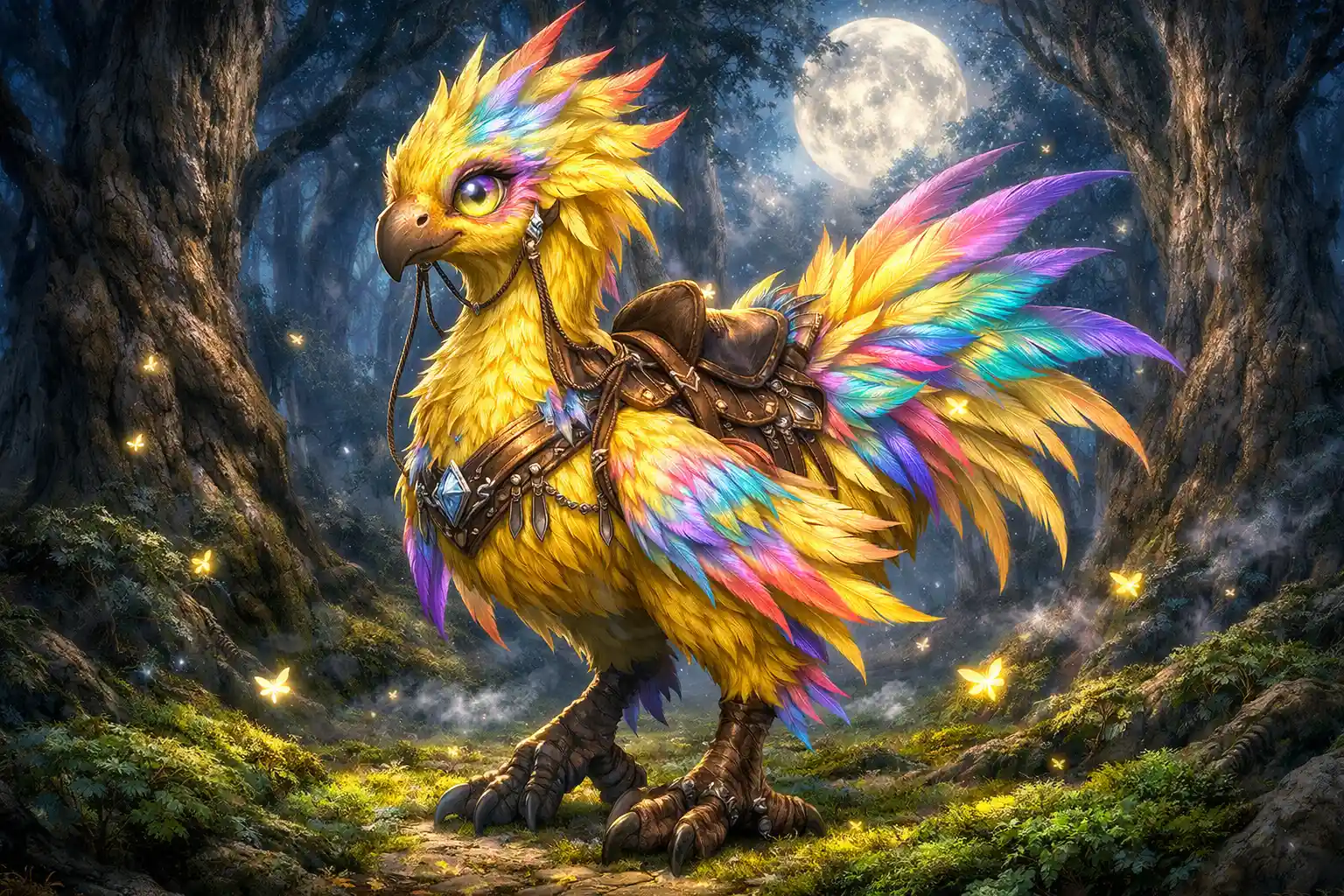 月光魔幻森林中的燦耀奇幻鳥坐騎