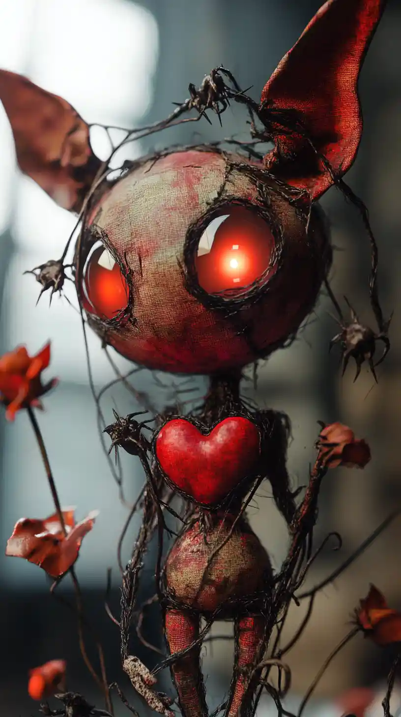 Surrealer Goblin-Plüsch, der in abstrakte Dark Fantasy zerfließt