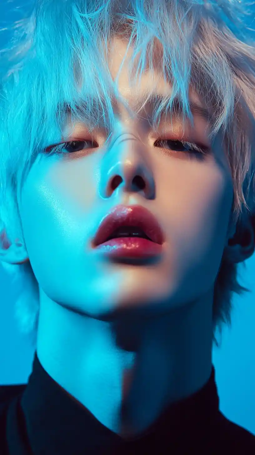 K pop male idol fashion portrait with glossy eyes