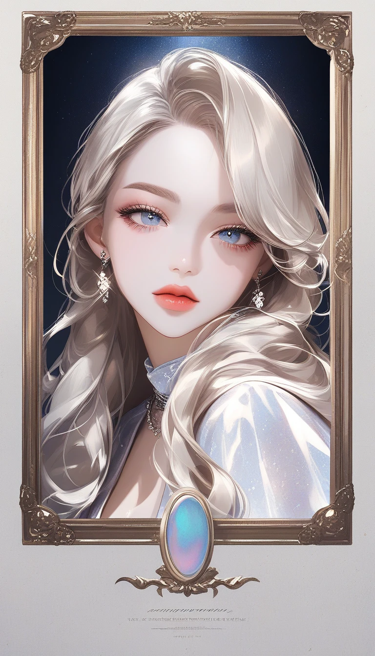Portrait de mode K‑pop sombre avec idol blonde argentée