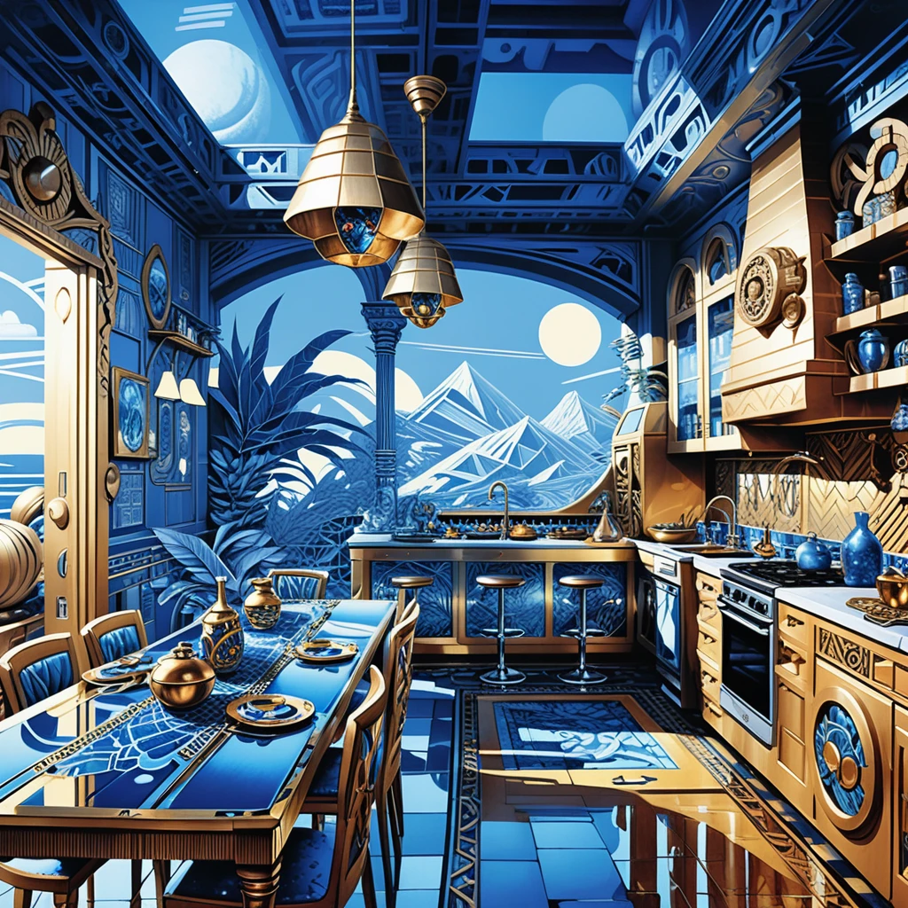 Sala da pranzo in miniatura isometrica con bar e giochi d'acqua