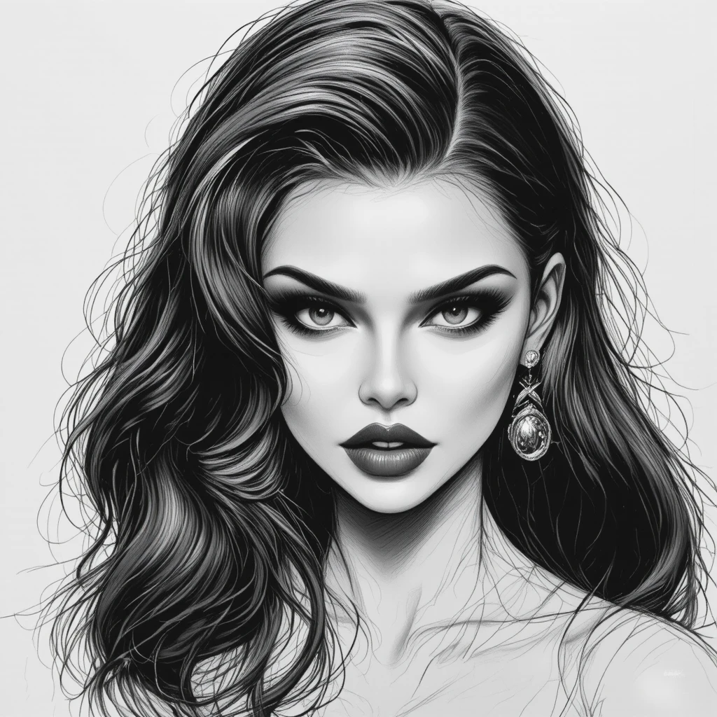Monochrome portrait of a woman with intense mysterious gaze