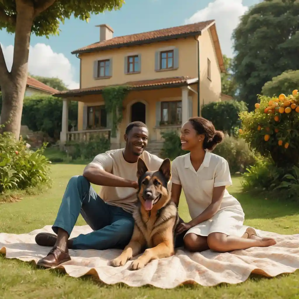 Famiglia africana che si rilassa insieme in un giardino soleggiato